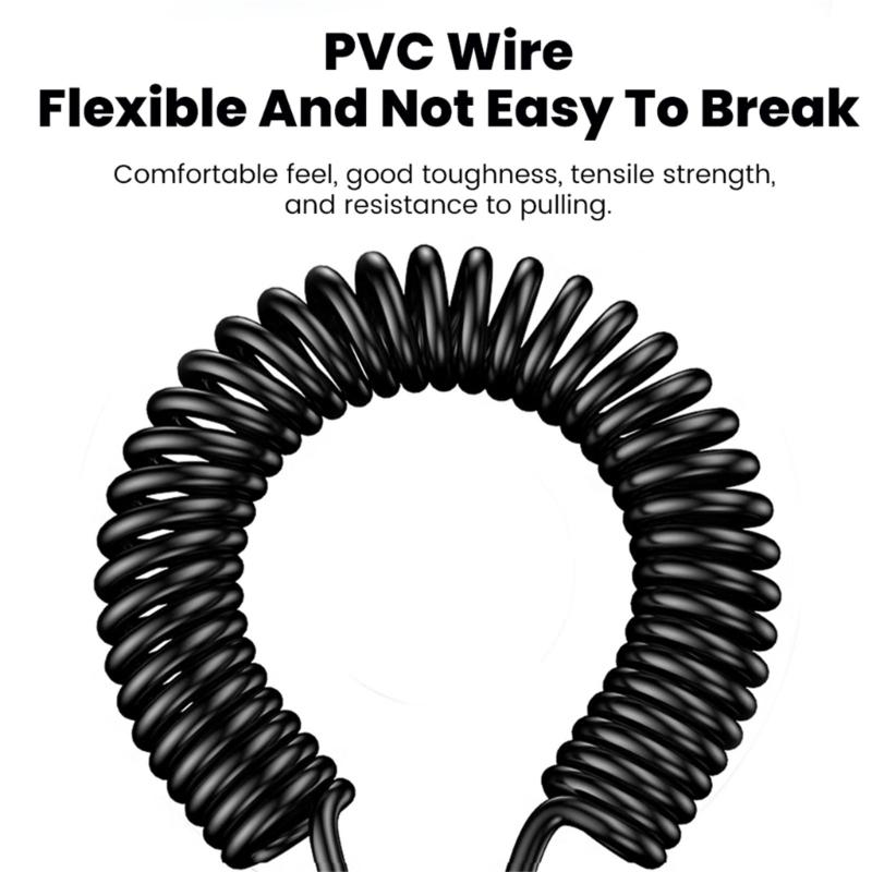 strong  Reversible USB C Charger Cable 6A fast charges  Spring Coiled Design Fast Charging Cable for Tablets Smartphones