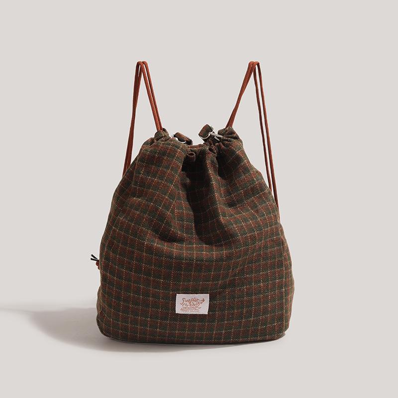 

Vintage Large Capacity Women Backpacks Drawstring Backpack Versatile Crossbody Bags for Women Shoulder Bags School Bag Mochila one size коричневий