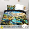 3D Dinosaur Print Duvet Cover Set Zipper Closure-100% Polyester Breathable Bedding Set All-Season Animal Theme Bedroom Decor