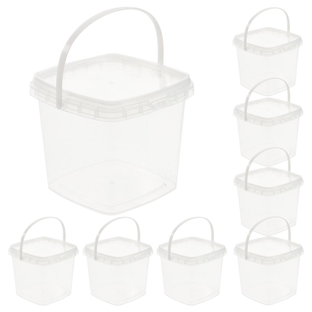 Milk Tea Bucket Food Storage Fruits Snacks Clear Ice Cream with Lid Container Cold Drink Popcorn