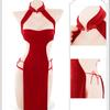 Retro Cheongsam Uniform High Slit Chinese Sexy Lace Qipao Lingerie Party Queen Erotic Costume Night Club Passion Wear Temptation