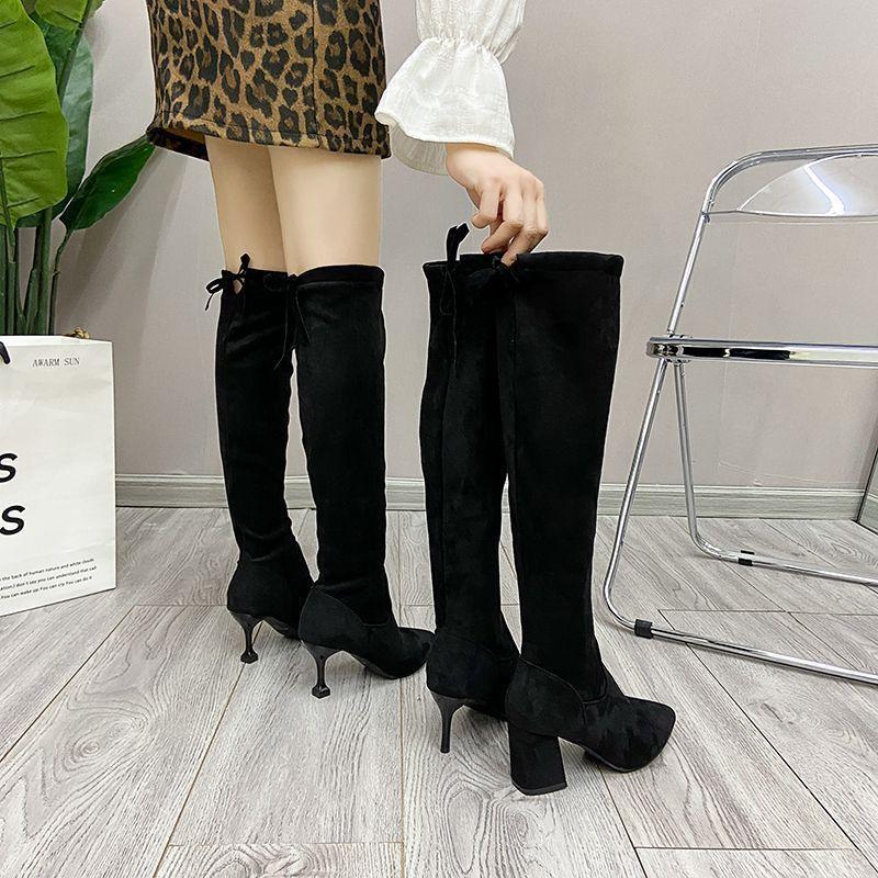 Skinny evening wind long tube versatile boots female 2025 autumn and winter new wear comfortable fairy wind non-slip boots tide