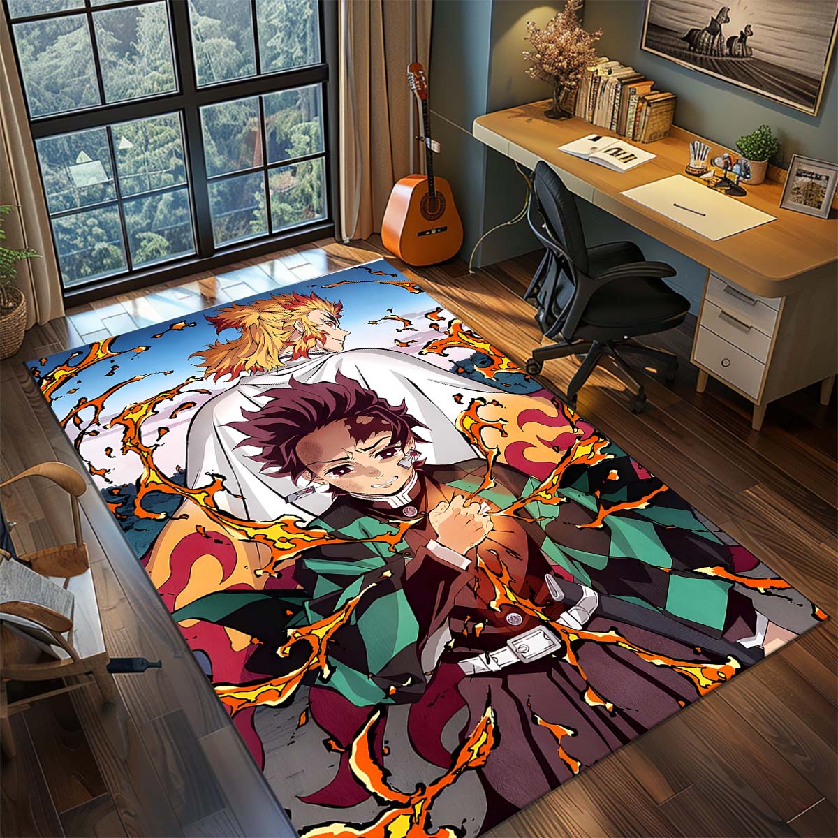 

Demon Slayer Anime Rug Carpet Large Area Rug Non Slip Washable Floor Mat Gamer Room Bedroom Home Decor 60x90cm