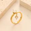 JOVO LOVE Water Drop Stainless Steel Two Zircon Ring Sparkling Crystal Tassel Vertical Fing Rings PVD 18K Gold Plating Jewelry