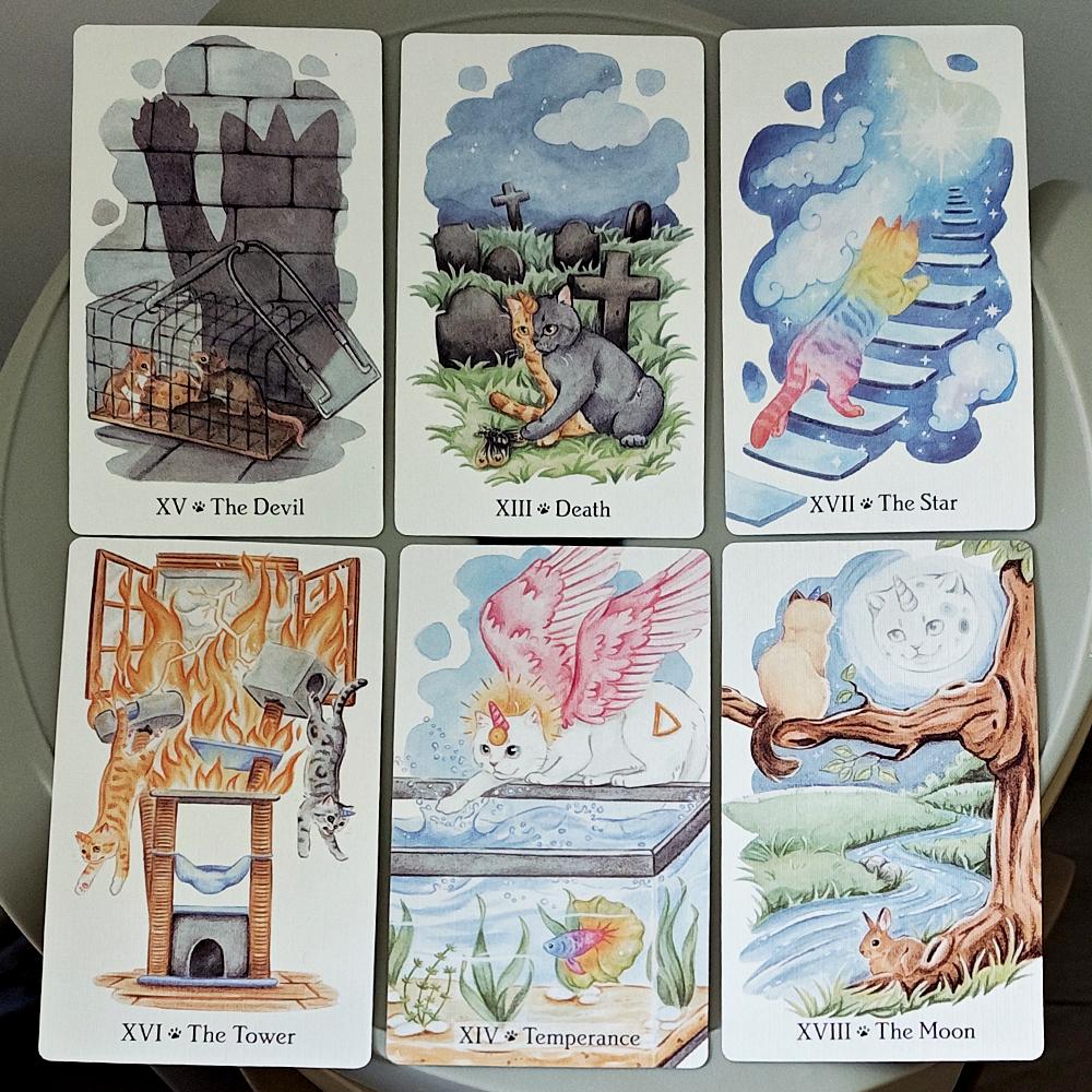 Caticorn Tarot Deck In Rigid Box, 78 Whimsical Watercolor Cat Cards 12*7cm Double-embossed, Indie Deck for Cat Enthusiasts