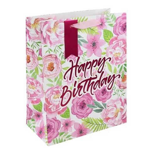Eurowrap Borsa per profumo floreale Happy Birthday di Jeff Bank (Confezione da 6) One Size rosa/verde