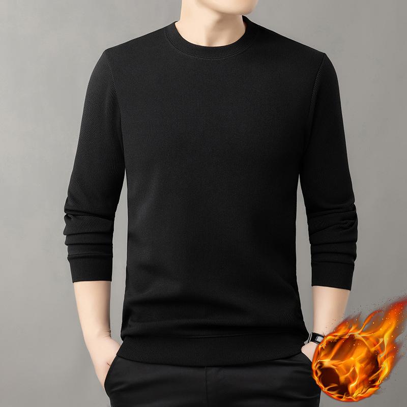 Thick Velvet Men's Warm Men's Autumn and Winter Casual Long-sleeved T-round Neck Warm Base Sweatshirt