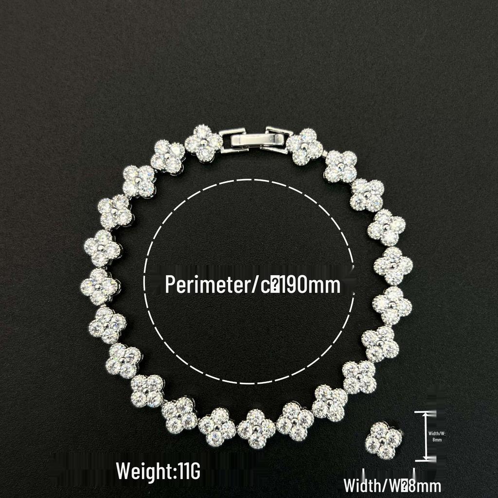 Four-Leaf Clover Zircon Diamond Luxury Bracelet - Colorful European & American Fashion Bangle