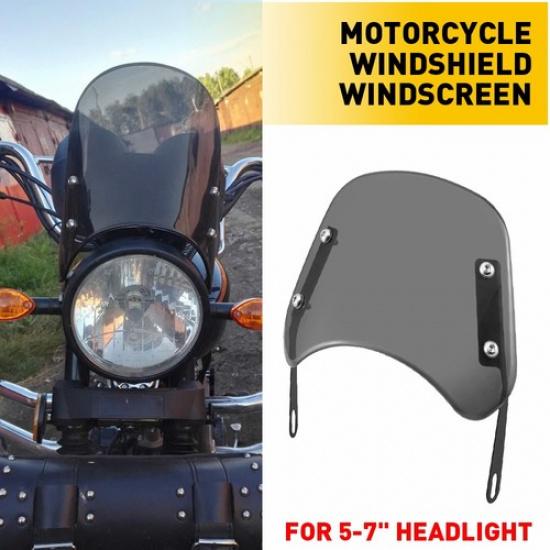 Motorcycle Headlight Windshield Windscreen Universal For 5 -7  Round Headlight A