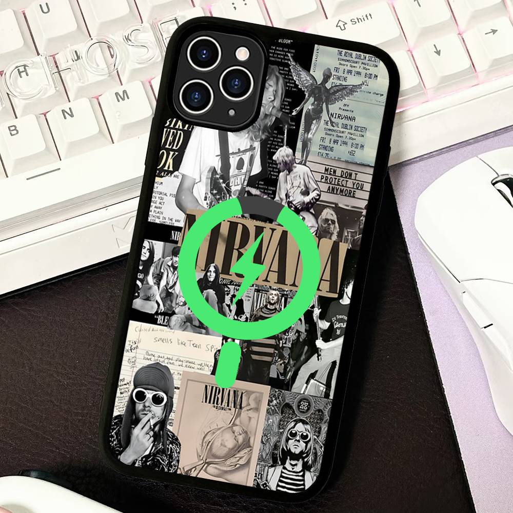 Rock Classic N-Nirvana Band Magnetic Wireless Phone Case For IPhone 17 16 15 14 13 12 11 Pro Max For Magsafe Cover