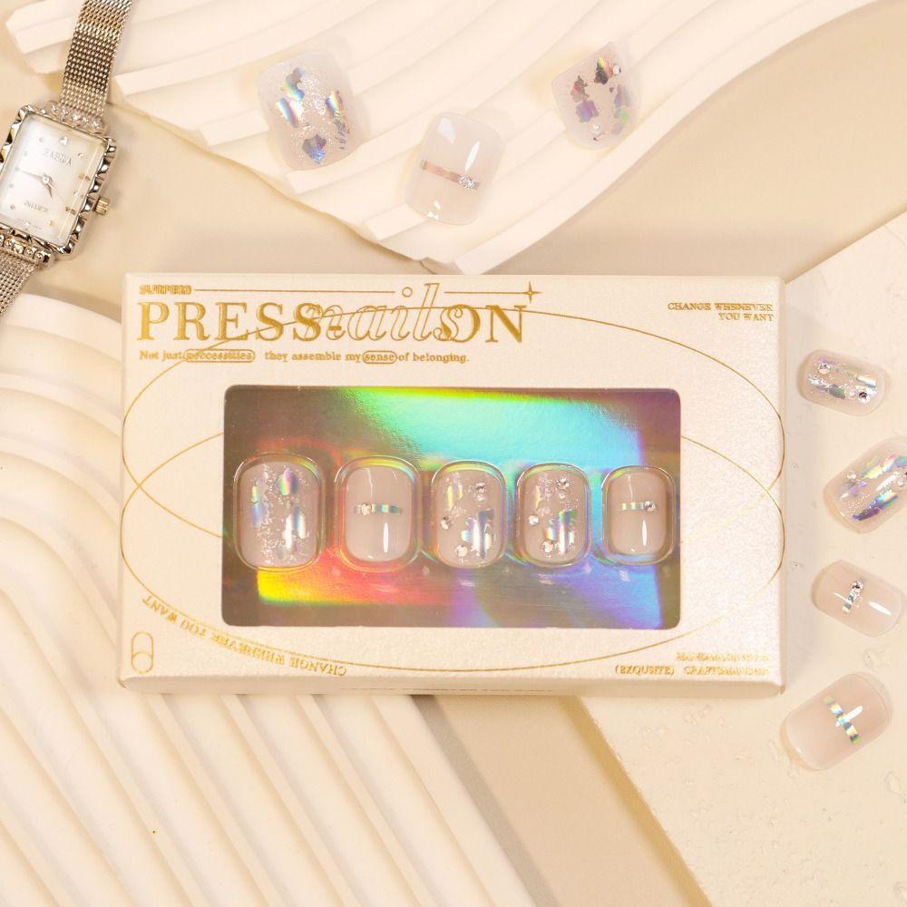 24pcs Manicure Long Almond False Nails Stiletto Stained Love Butterfly Flame Fake Nials Detachable Ballerina Press on Nails DIY
