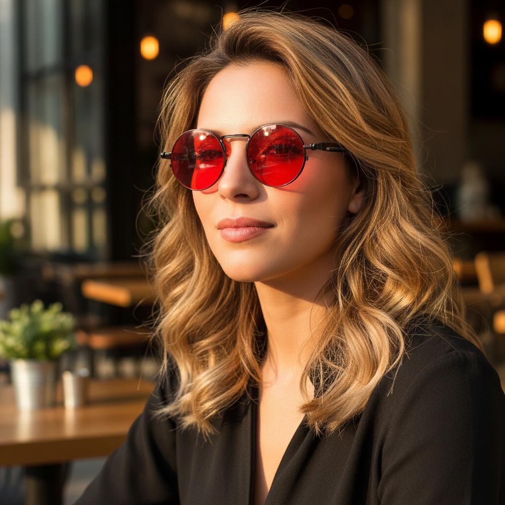 New Round-frame Sunglasses With Metallic Trend Spring Temple Arms And Colorful Ladies' Retro Sunglasses 8478