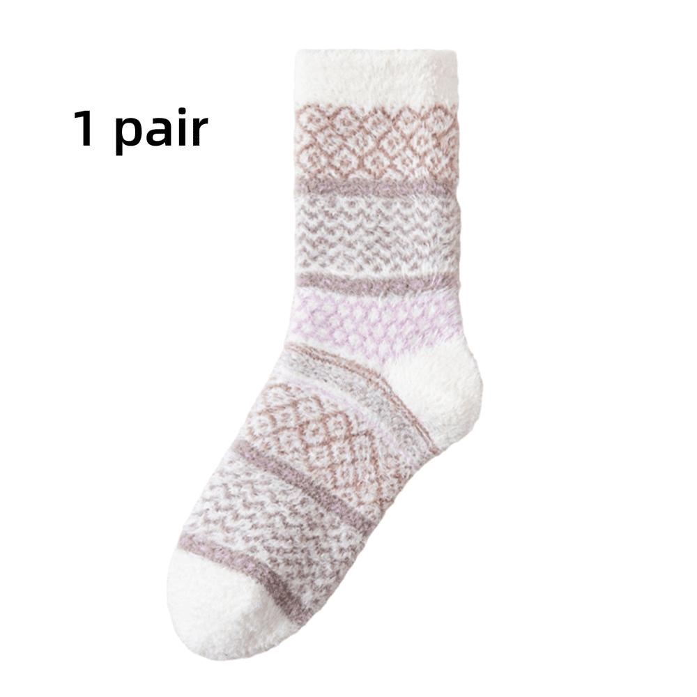 Fashion Autumn Winter Coral Fleece Socks Thicken Warm Sleep Socks Soft Half Fleece Medium Tube Sock For Women Girls