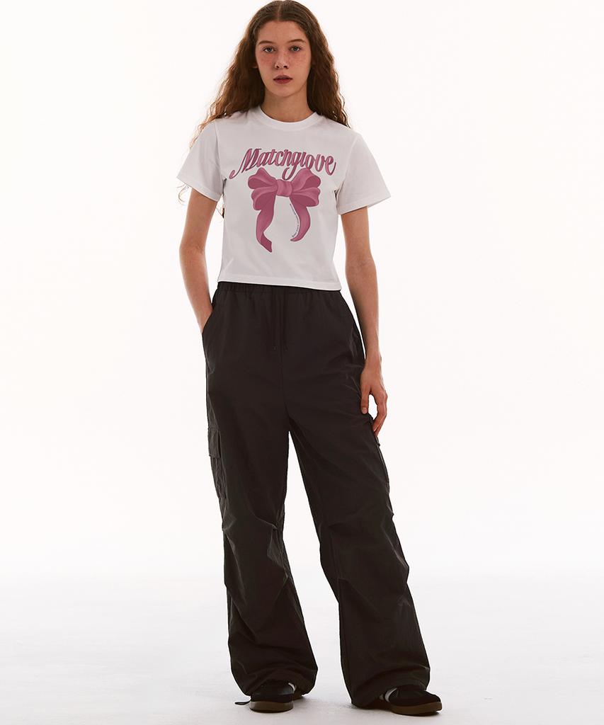 MATCHGLOBE Big Ribbon Crop Top (White)