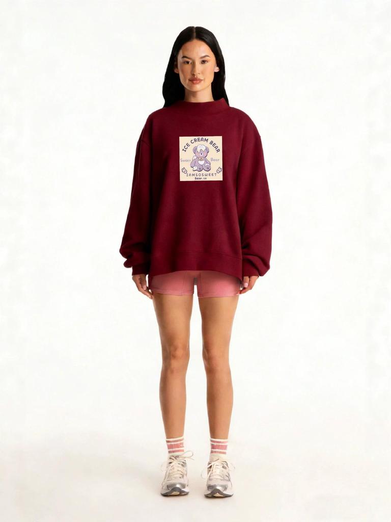 Women's Casual Loose-Fit Mid-High Collar Sweatshirt for Spring and Autumn