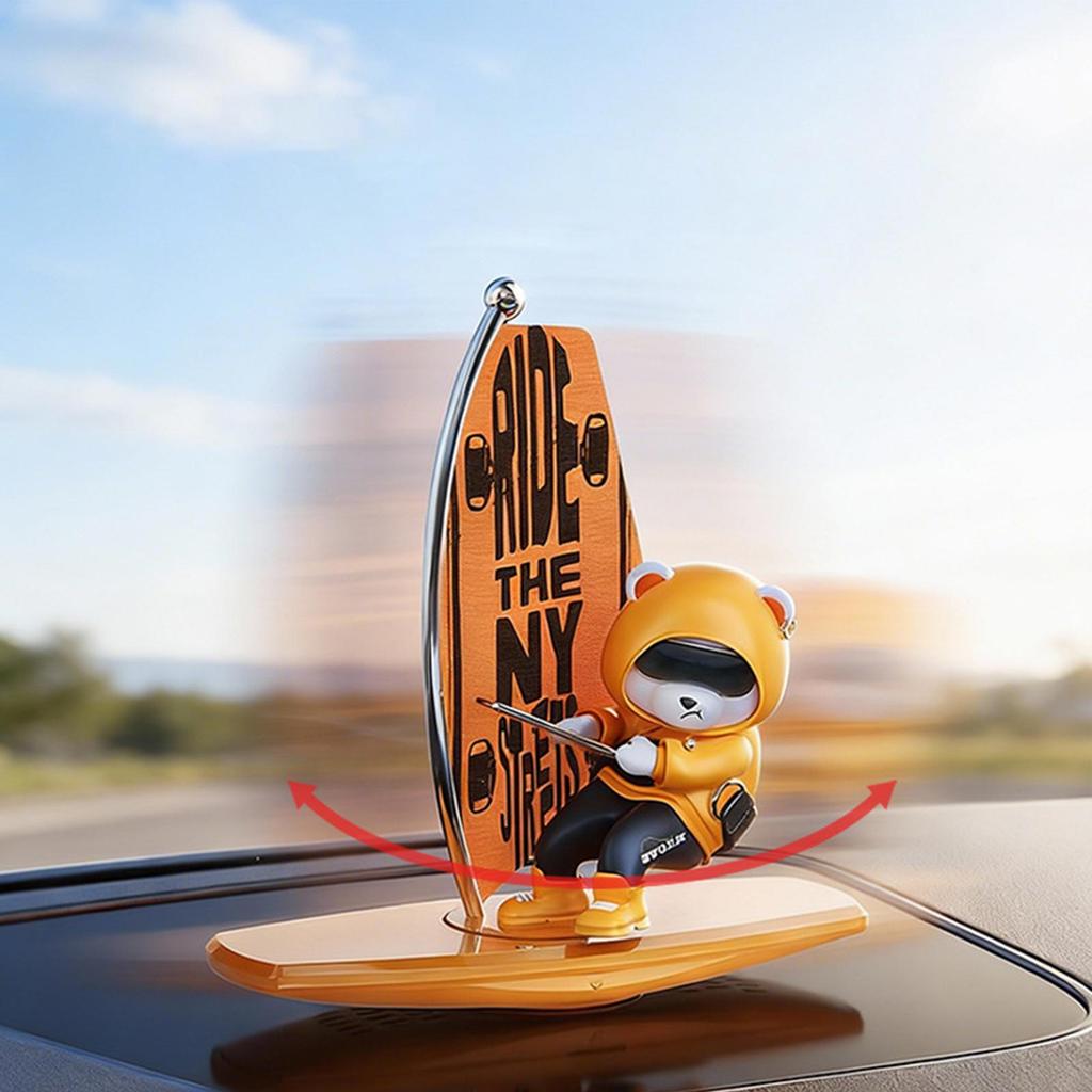 Adorno de Oso Surfeador Lindo para Coche Oso Surfeador que se Mueve Decoraciones para la Consola Central del Coche Interior Decoración Divertida para el Salpicadero del Coche