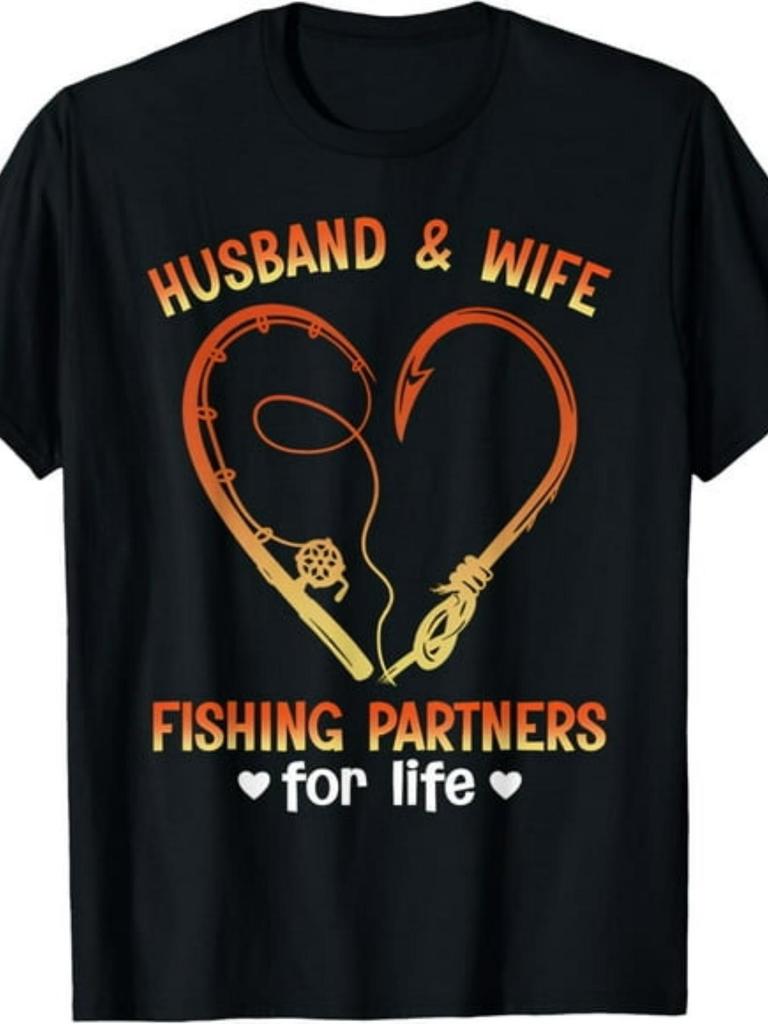 Fishing Husband and Wife Fishing Partners for Life T-Shirt.jpgSame Style for Men and 2025 Summer Sho