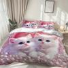 2/3pcs Pearl Cat Duvet Cover Set Cute Cat Pattern Bedding Set, Soft Comfortable Fabric, Lovely Gift Idea for Cat Lovers