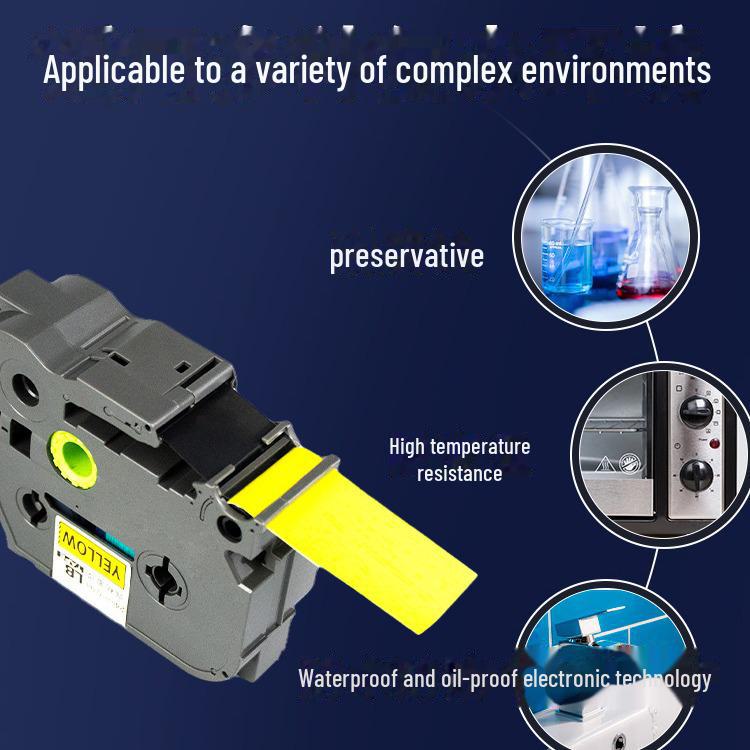 Panglici de etichete compatibile pentru aparatele Brother - fundal alb sau galben cu text negru, dimensiuni 9-36 mm, TZe-631/231
