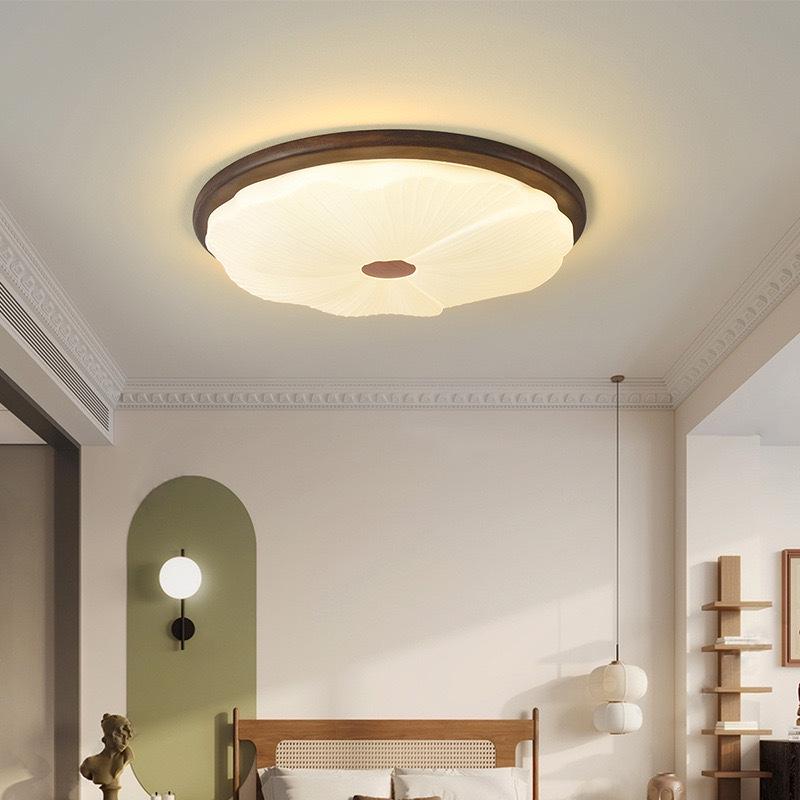 Chinese Retro Mid-Century Zen Ceiling Lamp: Solid Wood, Simple Style for Bedroom or Influencer Room