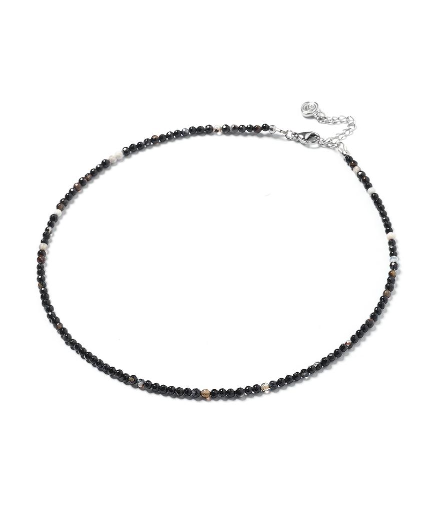 Jbans Classic 3Mm Slim Black Agate Bead Necklace (C2503-An970_Bk)
