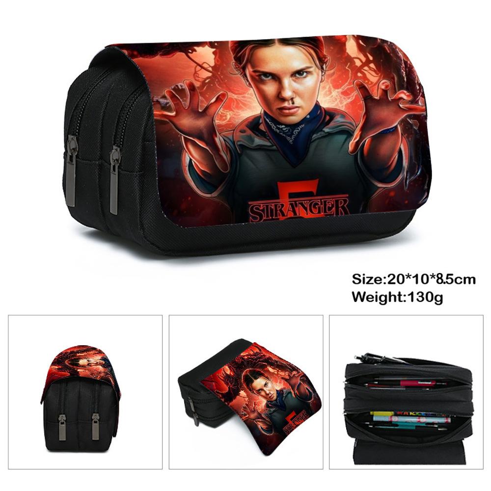 Stranger Things 5 Pencil Case, Large Capacity Multi-Layer Storage, Wear-Resistant Oxford Cloth Student Stationery Bag