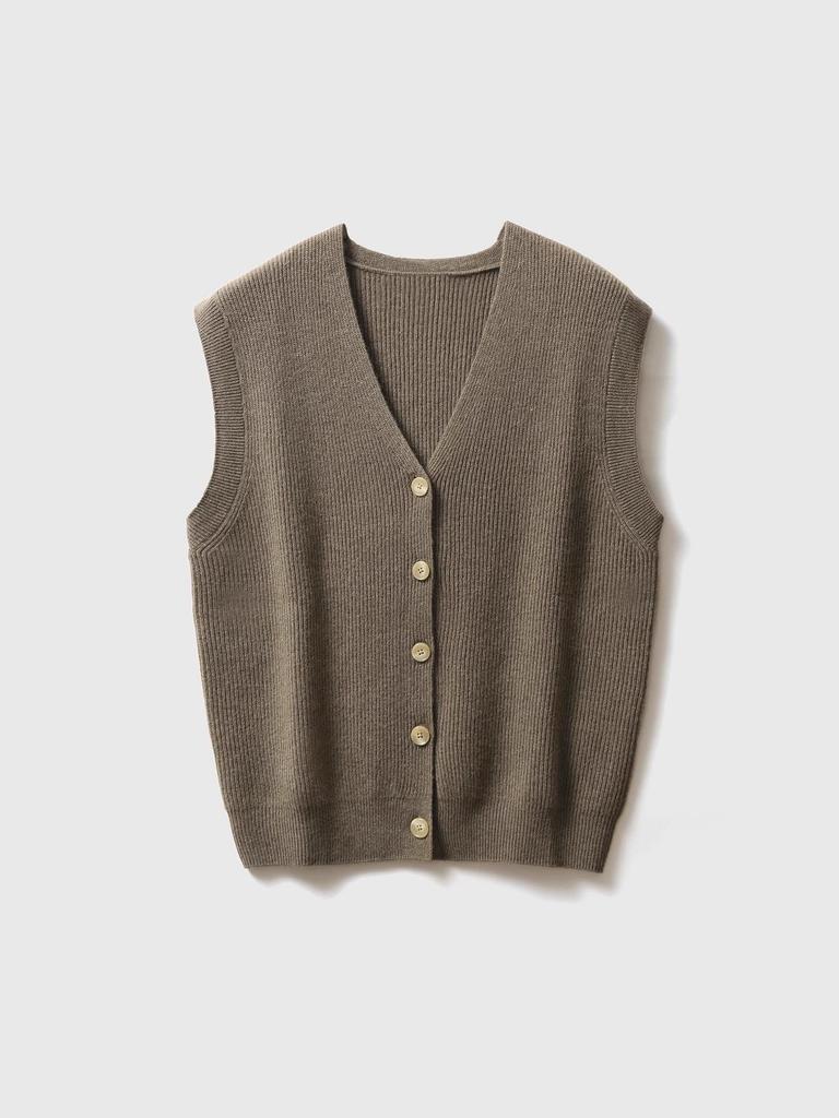 Women's V-Neck Retro Wool Sweater Vest, Fish Scale Knit, Hollow Out, Autumn/Winter Cape Style