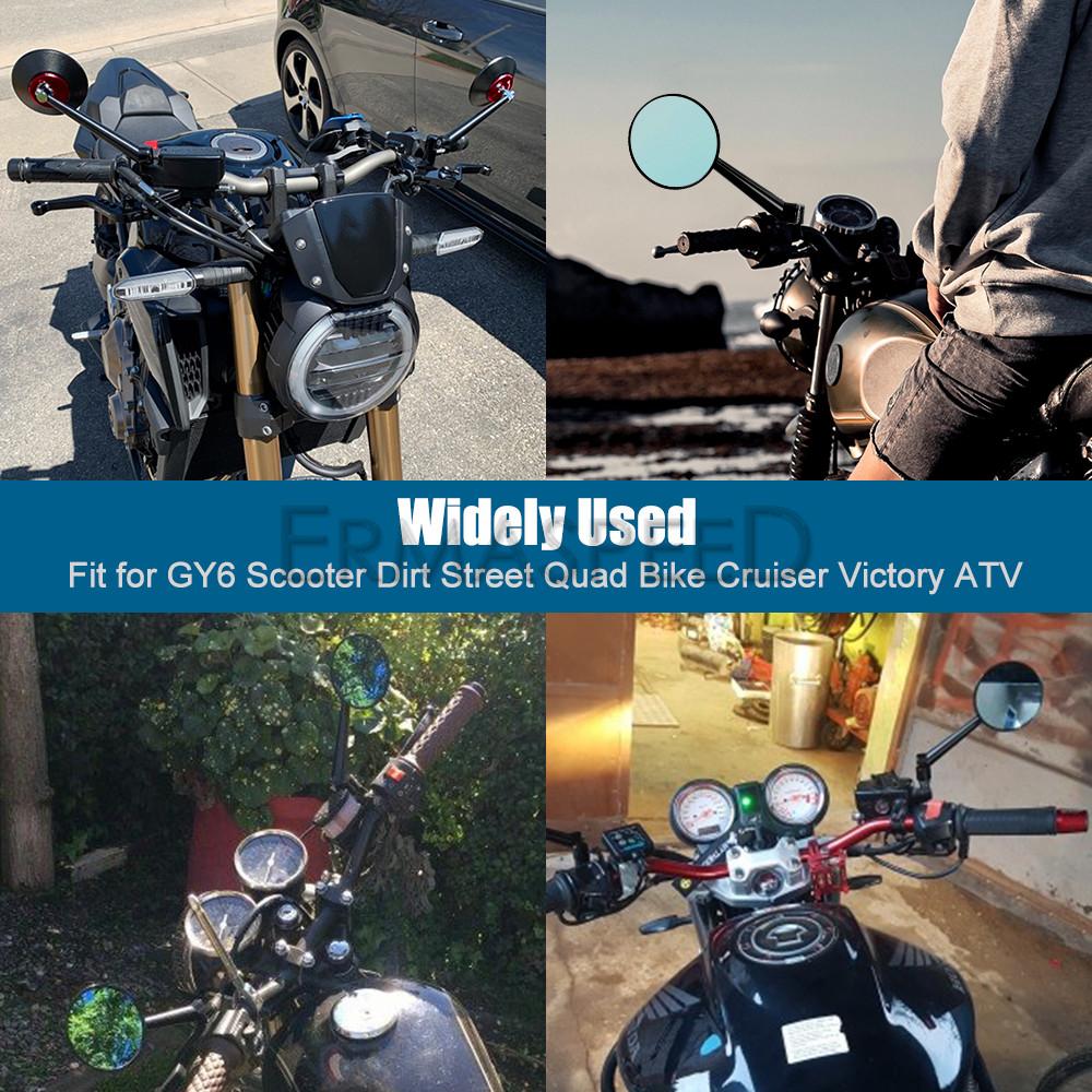 Round Motorcycle Rear View Mirrors Universal 8MM 10MM CNC Aluminum Handlebar Mirrors for Scooter Cruiser Dirt Bike