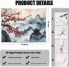 Japanese Tapestry Aesthetic Wall Decor Watercolor Ink Landscape with Red Plum Blossoms and Misty MountainsAsian Art Hanging for