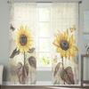 Retro Flower Butterfly Sunflower Sheer Curtains Modern Gauze Curtain for Living Room Bedroom Voile Yarn Curtains