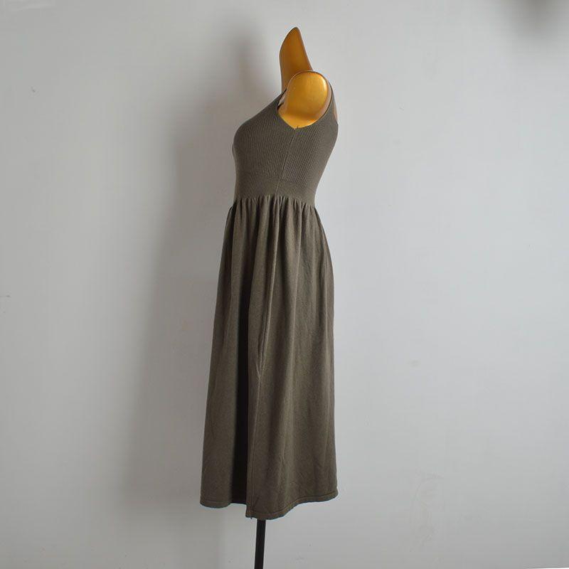 Spring and Summer New Arrival Minimalist Pure Color Sleeveless Knitted Bra Top Vest Dress Women's Tight Waist Slim Looking Drape Large Swing Skirt