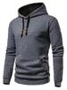 European Long Sleeve Hooded Men's Hoodie with Drawstring Jacquard Checkered Patchwork.