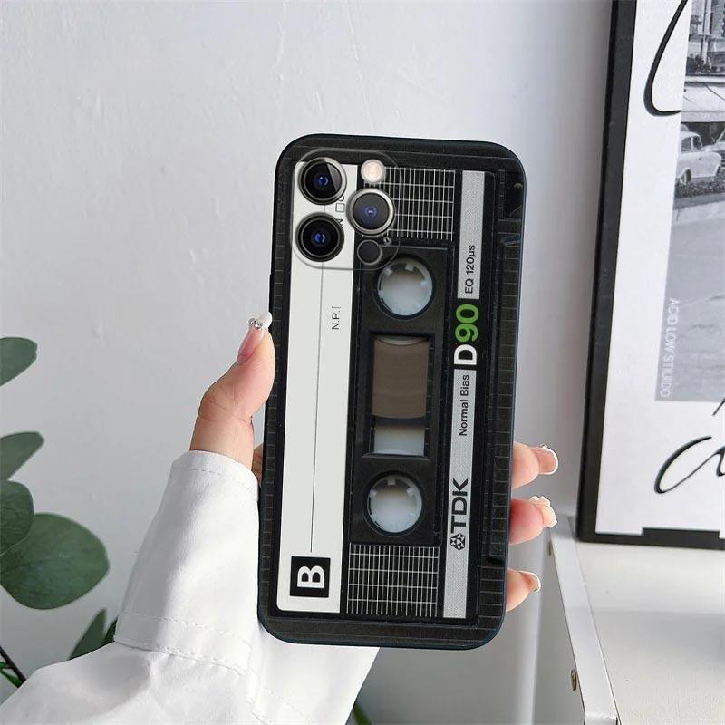 Vintage Music Tapes Cassette Phone Case for iPhone 11 15 Pro Max Case Coque 14 Plus 13 Pro 12 X XS XR 7 8 SE 2020 TPU Soft Cover