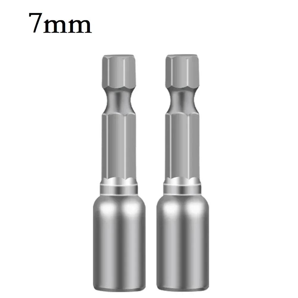 2PCS 6-13mm Impact Socket Magnetic Nut Screwdriver 1/4in Hex Shank Electric Drill Bit For Power Drills Cordless Magnetic Drivers