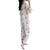 Cat print sweet loose long-sleeved pants pajamas women's spring and autumn loungewear two-piece set real shot ice silk