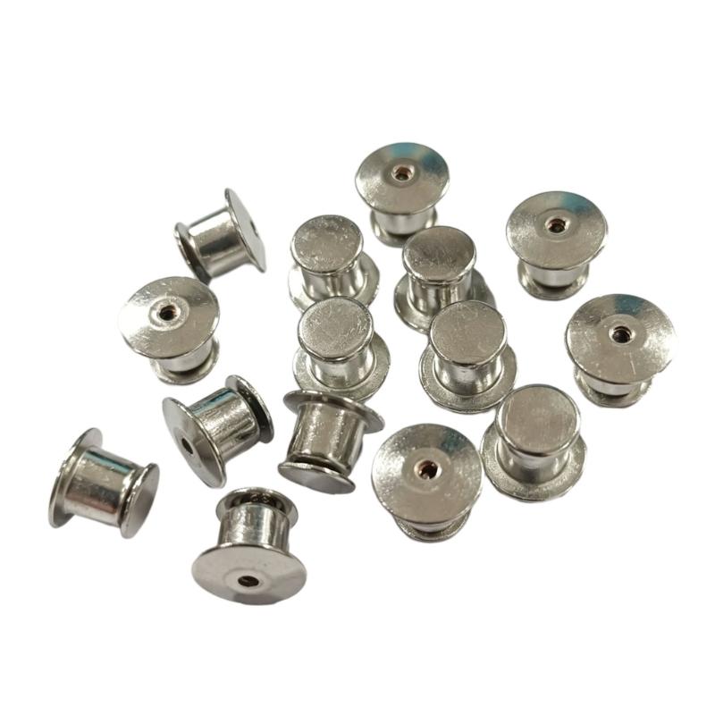 Anstecknadel-Rückseiten für die Reparatur von Abzeichen und für Broschenprojekte, Metall-Kupplungsrückseiten mit flachem Kopf in Silberton mit 1 cm Basis für das DIY-Herstellen von Anstecknadeln