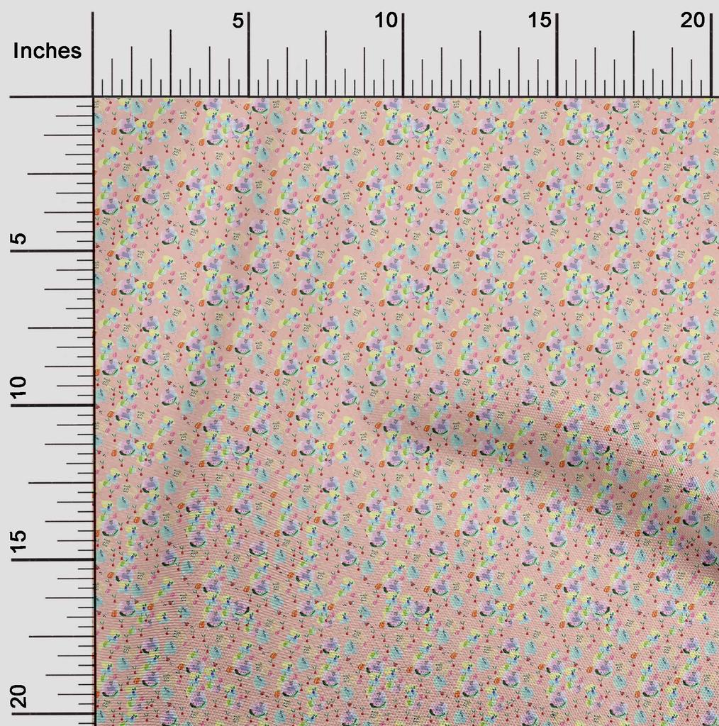 oneOone Cotton Flex Fabric Brush Stroke & Fruits Print Fabric By Yard 40 Inch