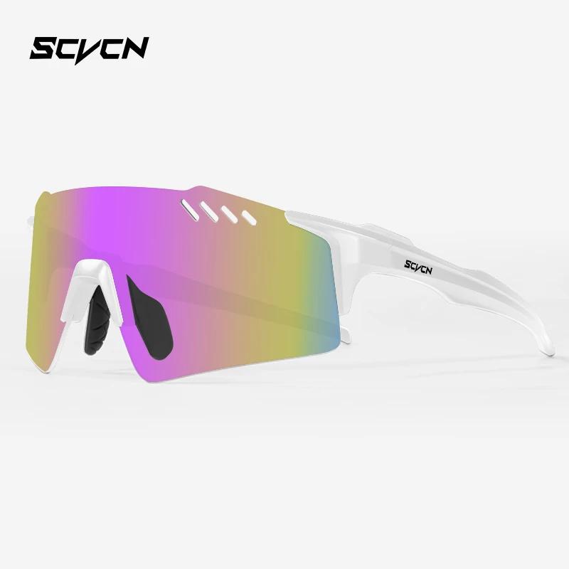 SCVCN Mode randlose Radsportbrille Outdoor Sport Laufen Fahren Sonnenbrille für Herren Angelbrille MTB Fahrradbrille 1 Glas