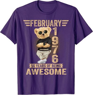 Februar 50. Geburtstag Männer Frauen 1976 Toller Teddybär 100% Baumwolle T-Shirt Herren T-Shirts Oberteil