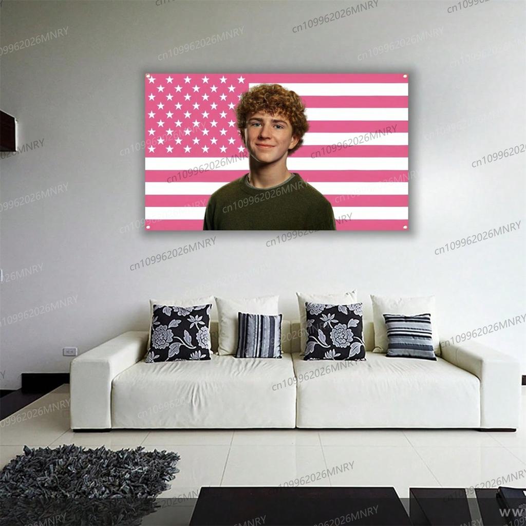 Funny American Flag Scobell Polyester Tapestry Dorm Bedroom Living Tapestry Office Yard Garden Party Gifts Pink Walker Flag