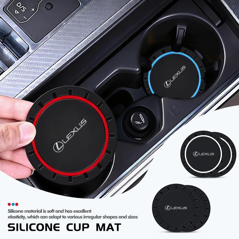 For Lexus 2pcs Silicone Car Coaster Water Cup Bottle Holder Mat Anti-Slip Pad IS350 ES350 IS250 IS460 IS220h IS300 LX570 UX250h