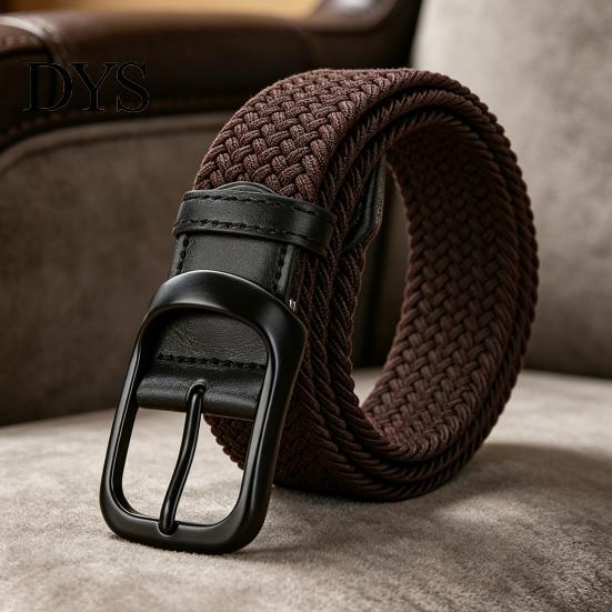 Campus Style Woven Belt Elastic for Women, No Punching Adjustable Waist with Breathable Webbing Retro Metal Pin Buckle, Casual Stretchy Jeans