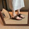 Metallschließe Zehenstegslipper Damen Sommerbekleidung neu weichsohlig Urlaubs-Wind Strand faul cool Slipper