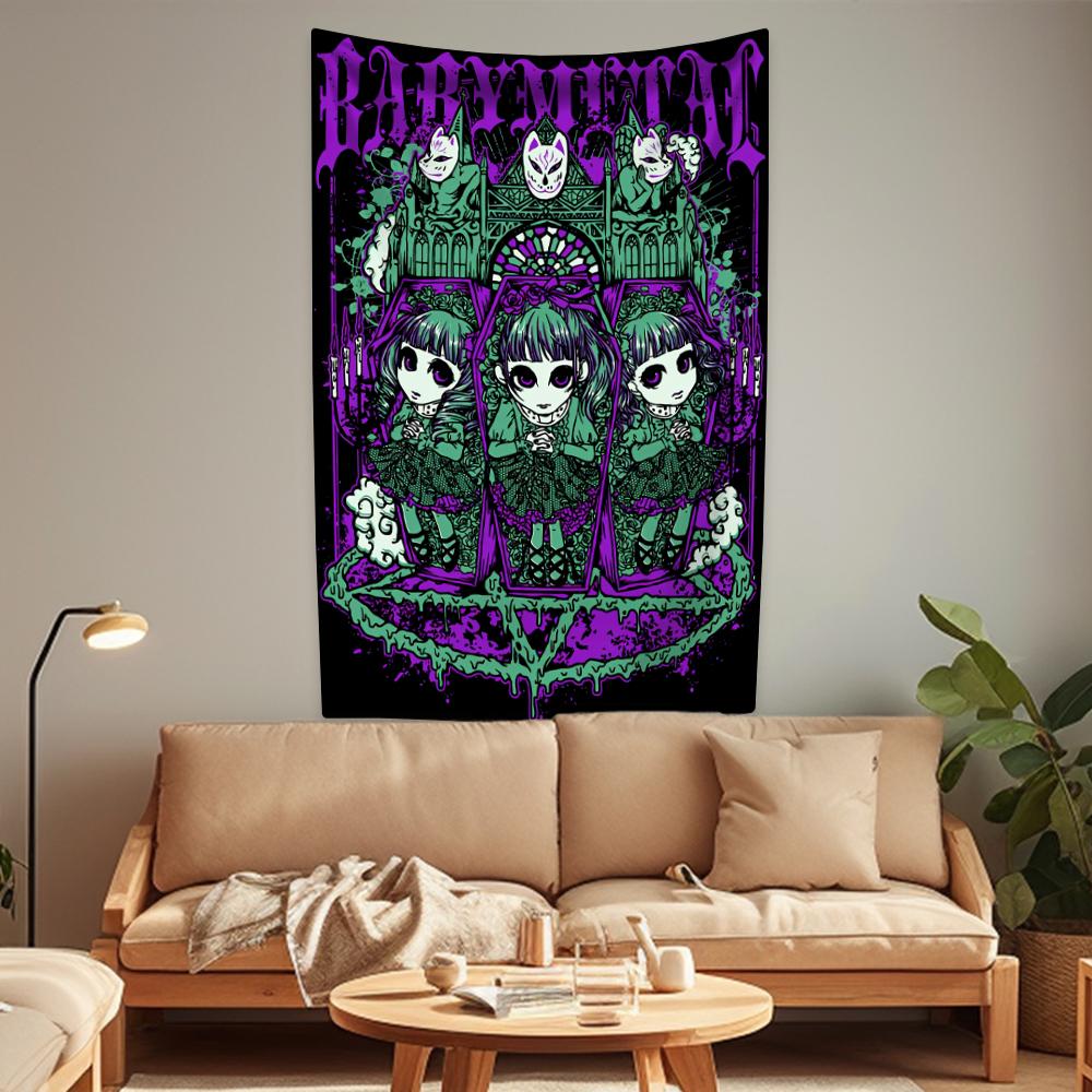 Japanese Pop Metal Band Tapestry Babymetals Wall Hanging Home Decor Aesthetics Dormitory Party Background Friend Gifts