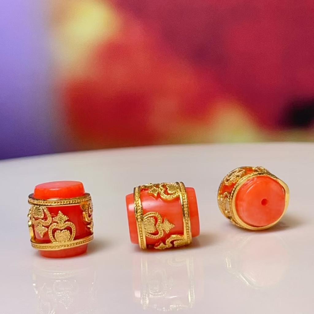 2Pcs Pupa Isolation Beads Southern Red Loose Beads 9x10mm For Jewelry Making DIY Necklace Bracelet Earrings Accessory