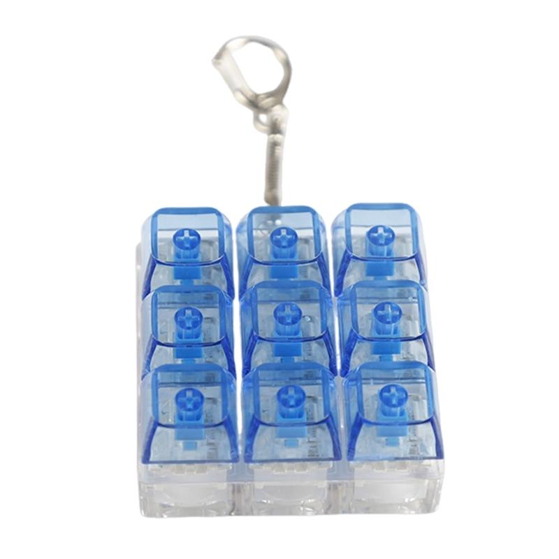 

Портативний 9-клавішний тестер перемикачів для клавіатури, брелок-іграшка, тактильний зворотний зв язок для зняття тривоги, офісна та дорожня іграшка синій/прозорий