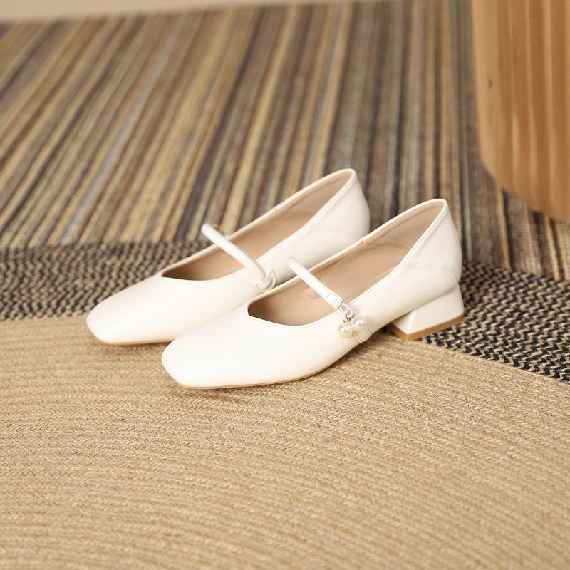 

Mary Jane women s shoes spring and autumn new thick heel single shoes versatile soft sole soft leather non-slip high heels 39