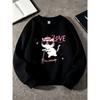 Kids Unisex Crewneck Sweatshirt, Love Music Heart Sunglasses Cat Riding Scooter Cartoon Print Pullover, Sweatshirt for Boys Girls Over 4 Years Old
