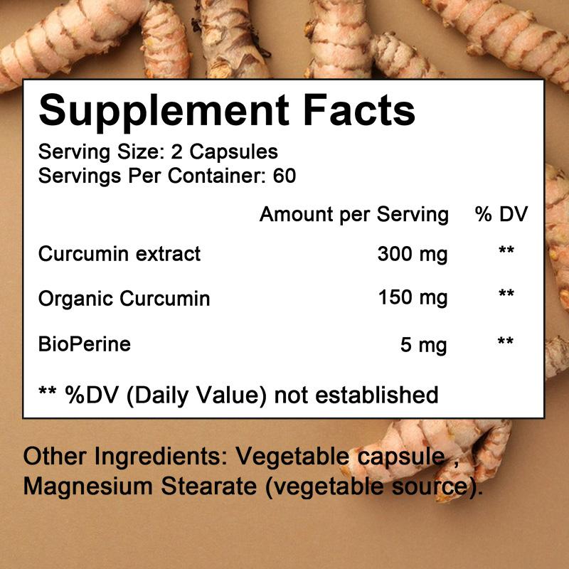 Curcumin, black pepper extract, 120 Capsules Dietary Supplement
