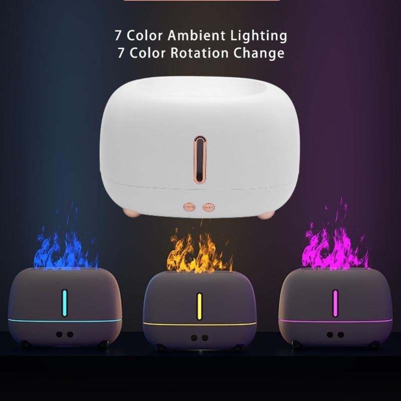 Flame Air Diffuser Humidifier USB Quiet 7 Colors Light Auto Shutdown Function Flame Humidifier Aromatherapy Diffuser